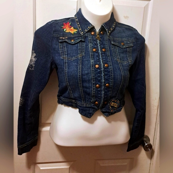 Y2K Enyce Cropped Denim Jacket Sz XL - Picture 3 of 13
